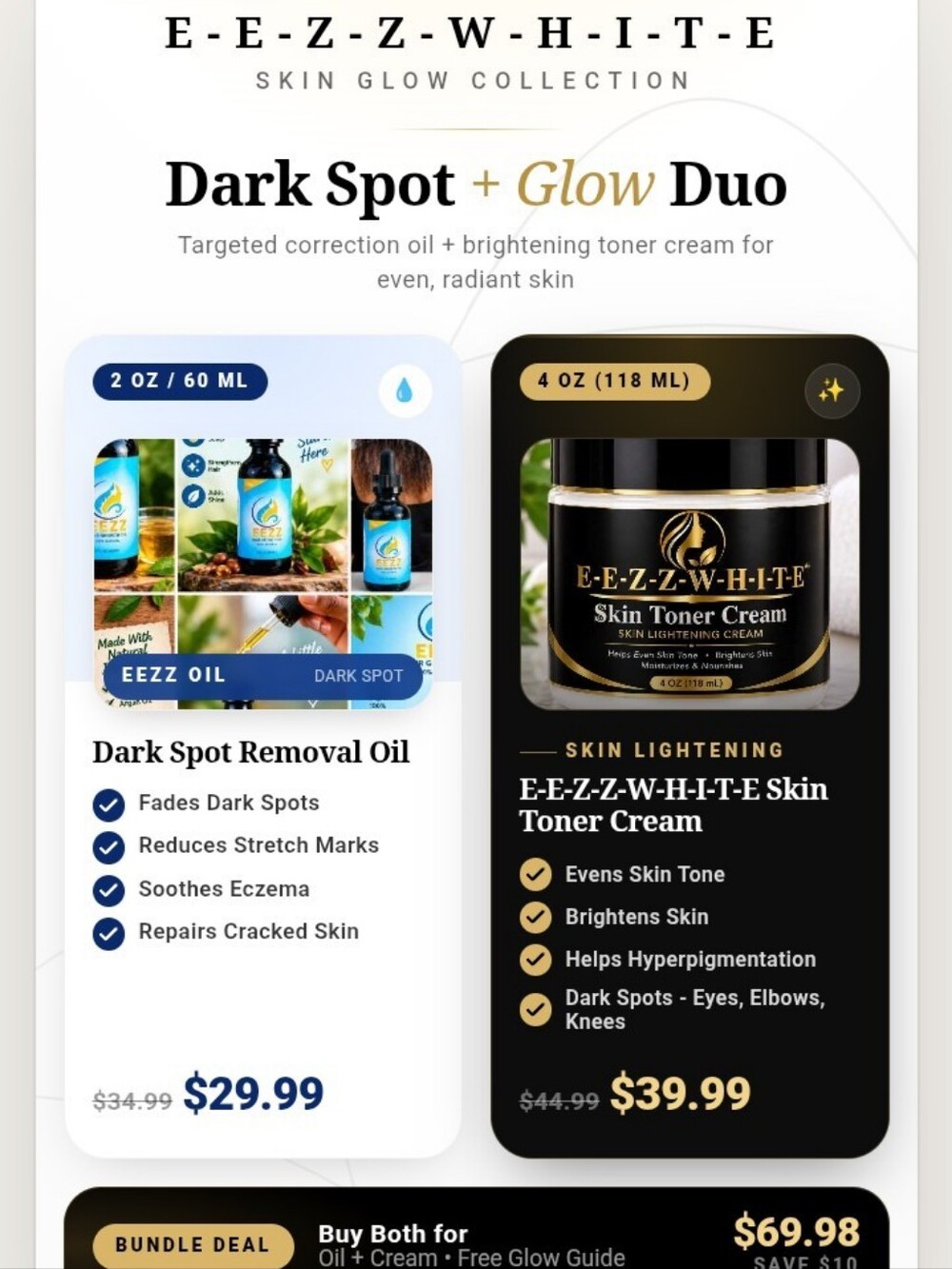 Dark Spots Remover Oil And Skin Lightening Cream Bundle Sale